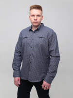 Сорочка чоловіча синя в клітинку великий розмір 5505-B-1