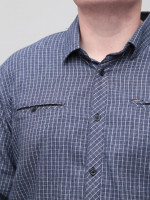 Сорочка чоловіча синя в клітинку великий розмір 5505-B-1