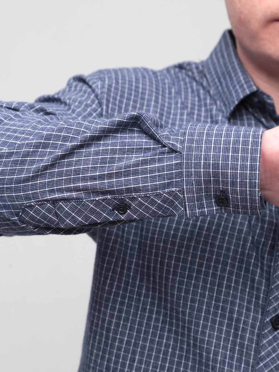 Сорочка чоловіча синя в клітинку великий розмір 5505-B-1