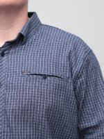 Сорочка чоловіча синя в клітинку великий розмір 5505-B-1
