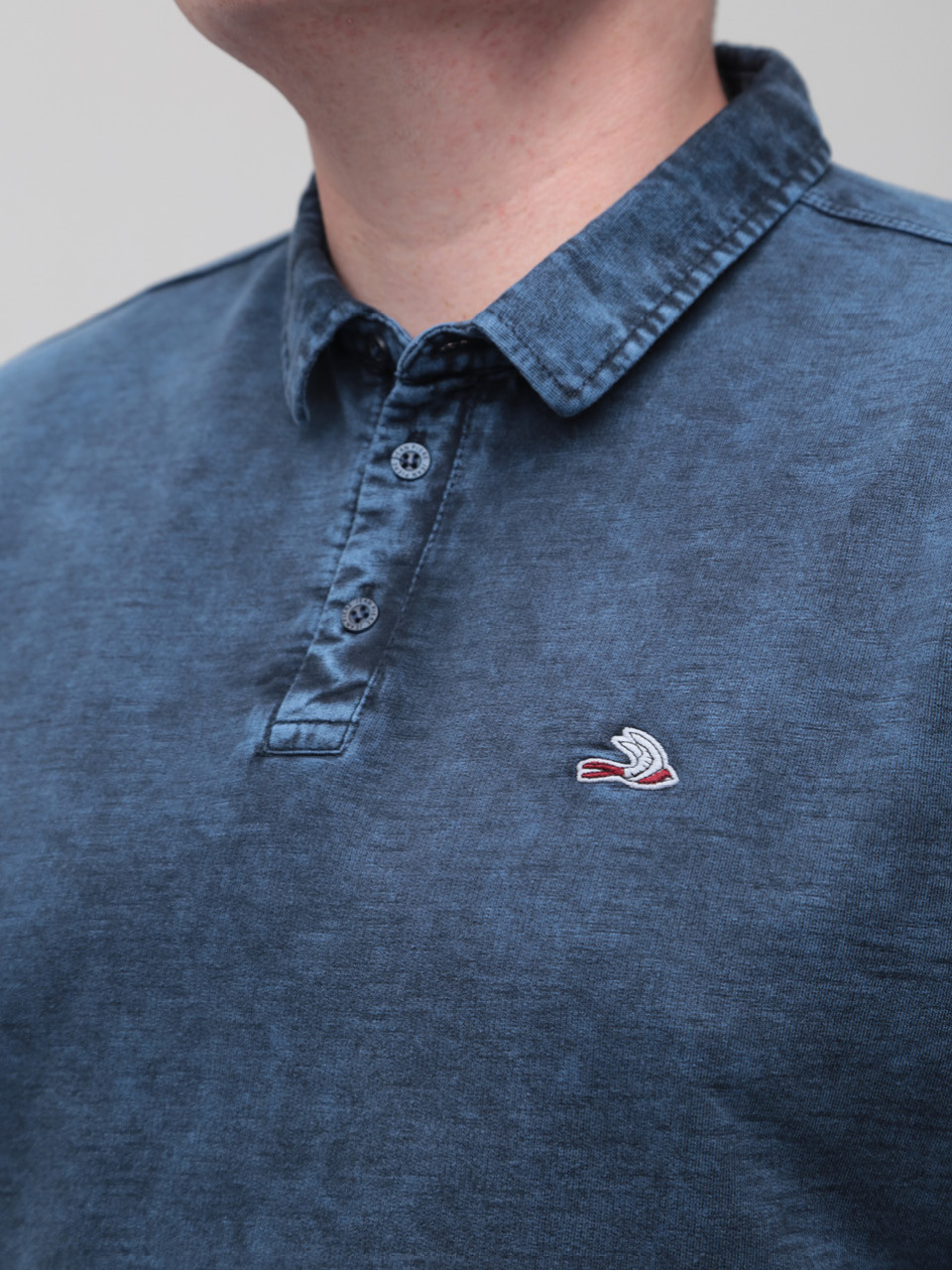 Поло чоловіче синє тонке з манжетом 6421-1