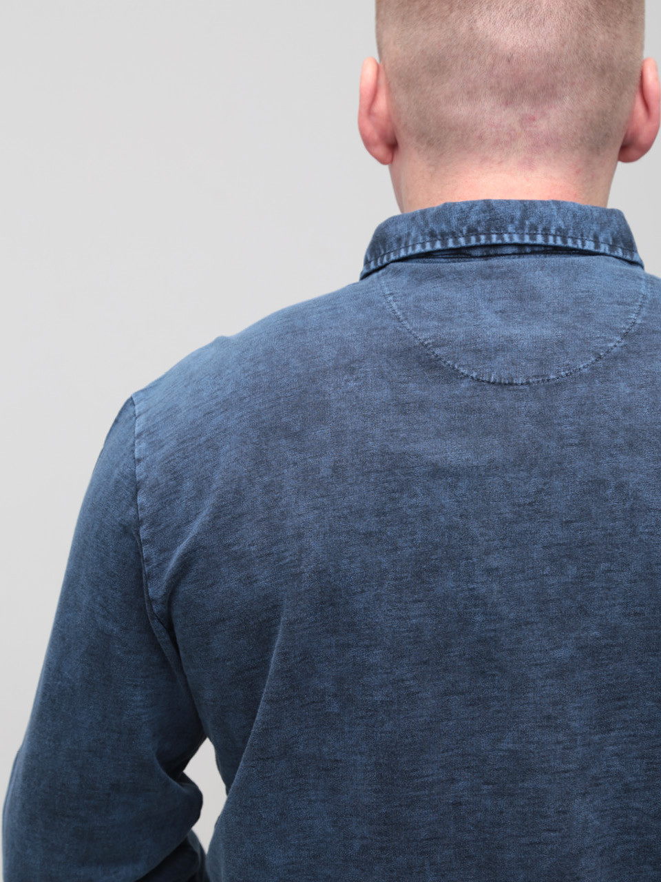 Поло чоловіче синє тонке з манжетом 6421-1