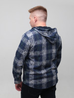 Сорочка мужская синяя с капюшоном 1705-1