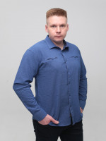 Сорочка чоловіча синя в клітку жатка 8807-2