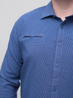 Сорочка чоловіча синя в клітку жатка 8807-2