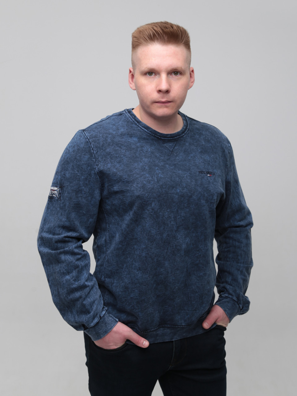 Світшот чоловічий синій з варінням з манжетом 5601-1