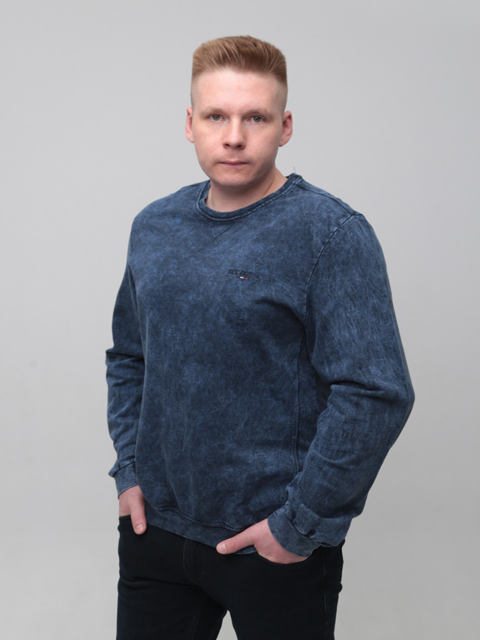 Світшот чоловічий синій з варінням з манжетом 5601-1