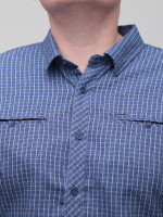 Сорочка чоловіча синя байкова в клітку 5505-2