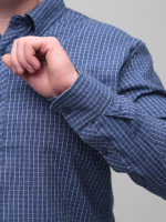 Сорочка чоловіча синя байкова в клітку 5505-2