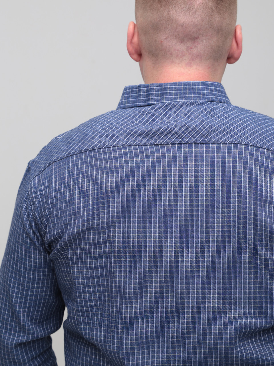 Сорочка чоловіча синя байкова в клітку 5505-2