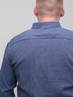 Сорочка чоловіча синя байкова в клітку 5505-2