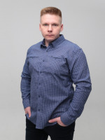 Сорочка чоловіча синя байкова в клітку 5505-2