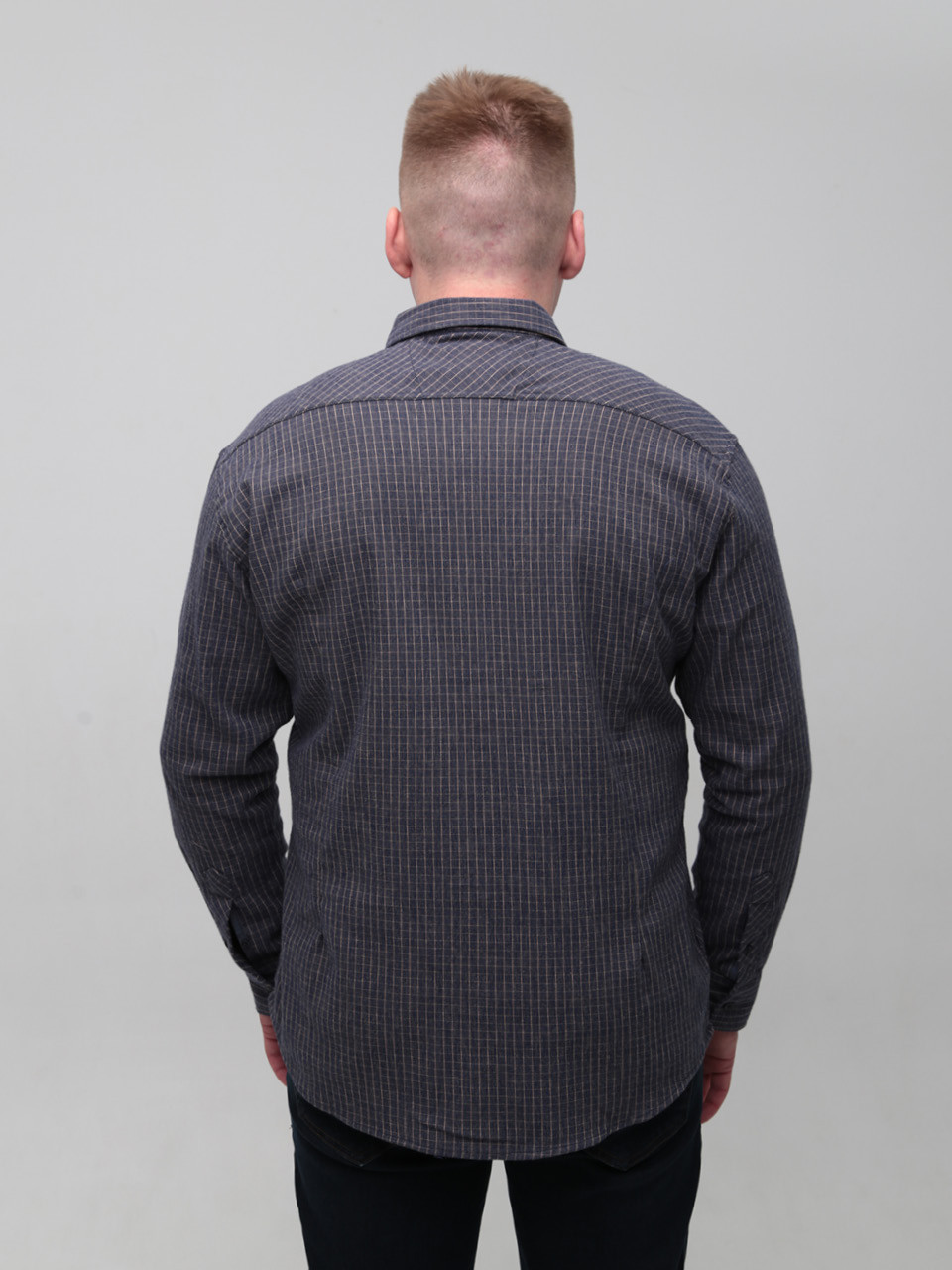 Сорочка чоловіча коричнева байкова в клітку 5505-3