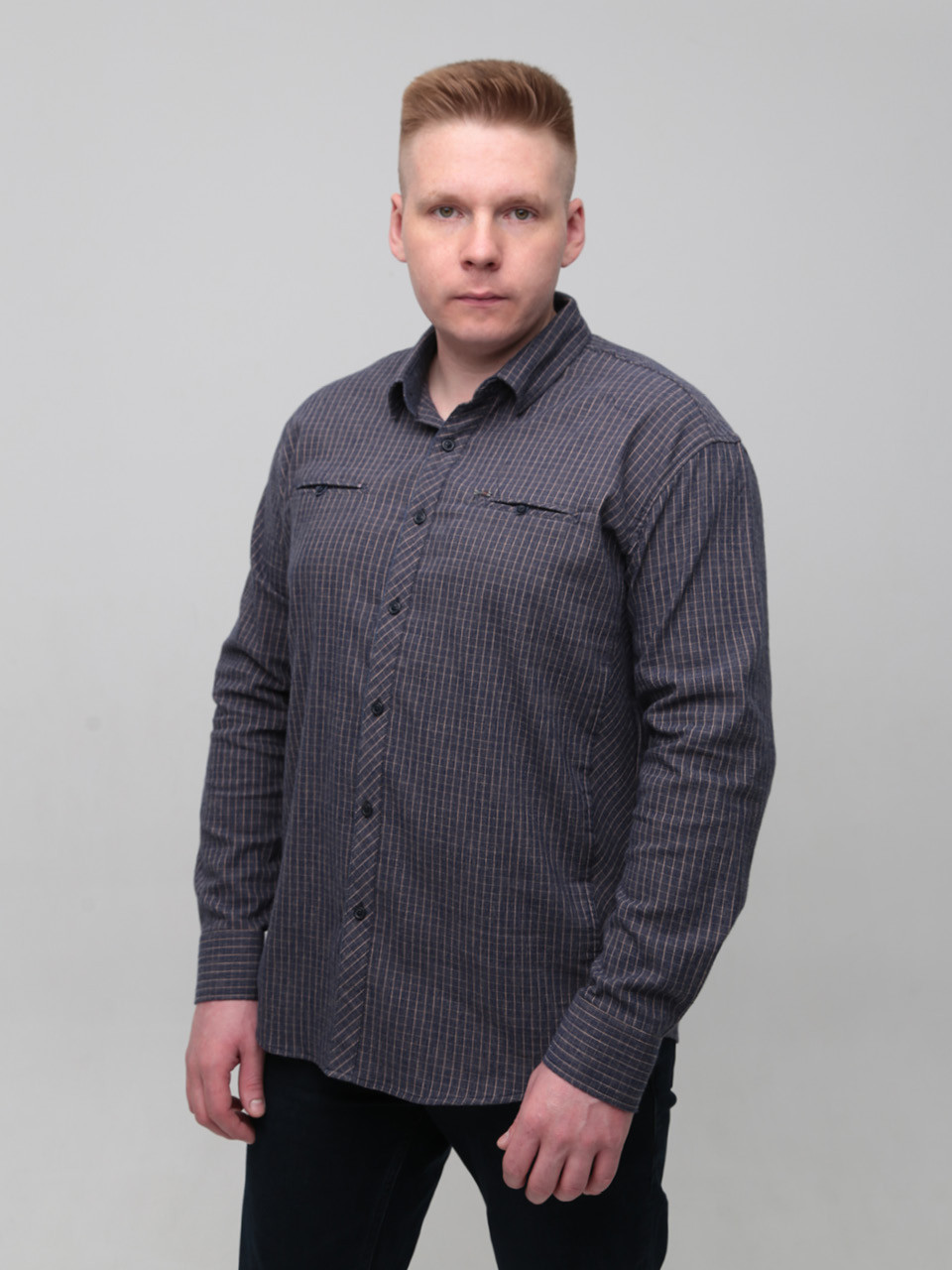 Сорочка чоловіча коричнева байкова в клітку 5505-3