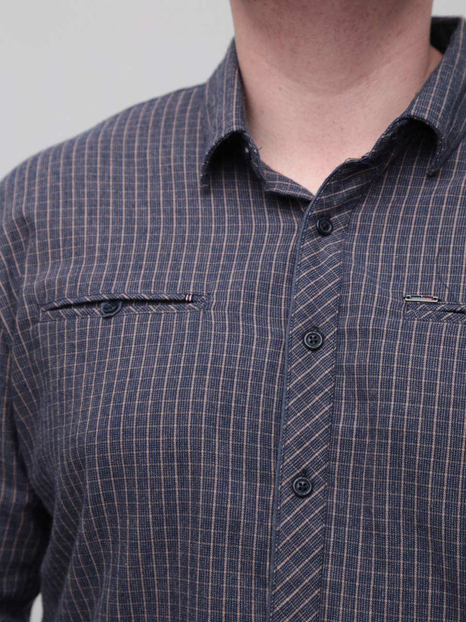 Сорочка чоловіча коричнева байкова в клітку 5505-3