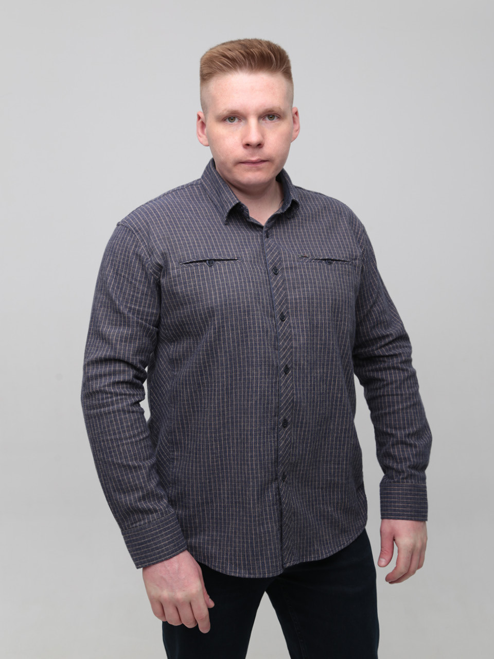 Сорочка чоловіча коричнева байкова в клітку 5505-3