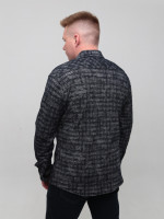 Сорочка чоловіча темно-синя щільна в клітку 6404-1