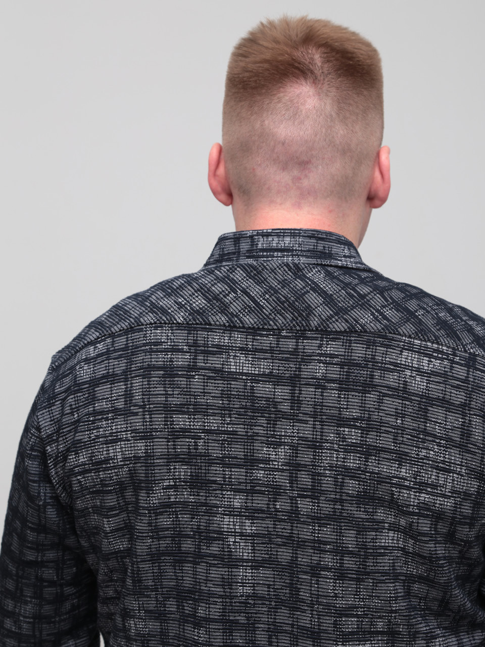 Сорочка чоловіча темно-синя щільна в клітку 6404-1