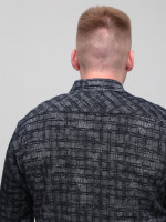 Сорочка чоловіча темно-синя щільна в клітку 6404-1