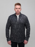 Сорочка чоловіча темно-синя щільна в клітку 6404-1