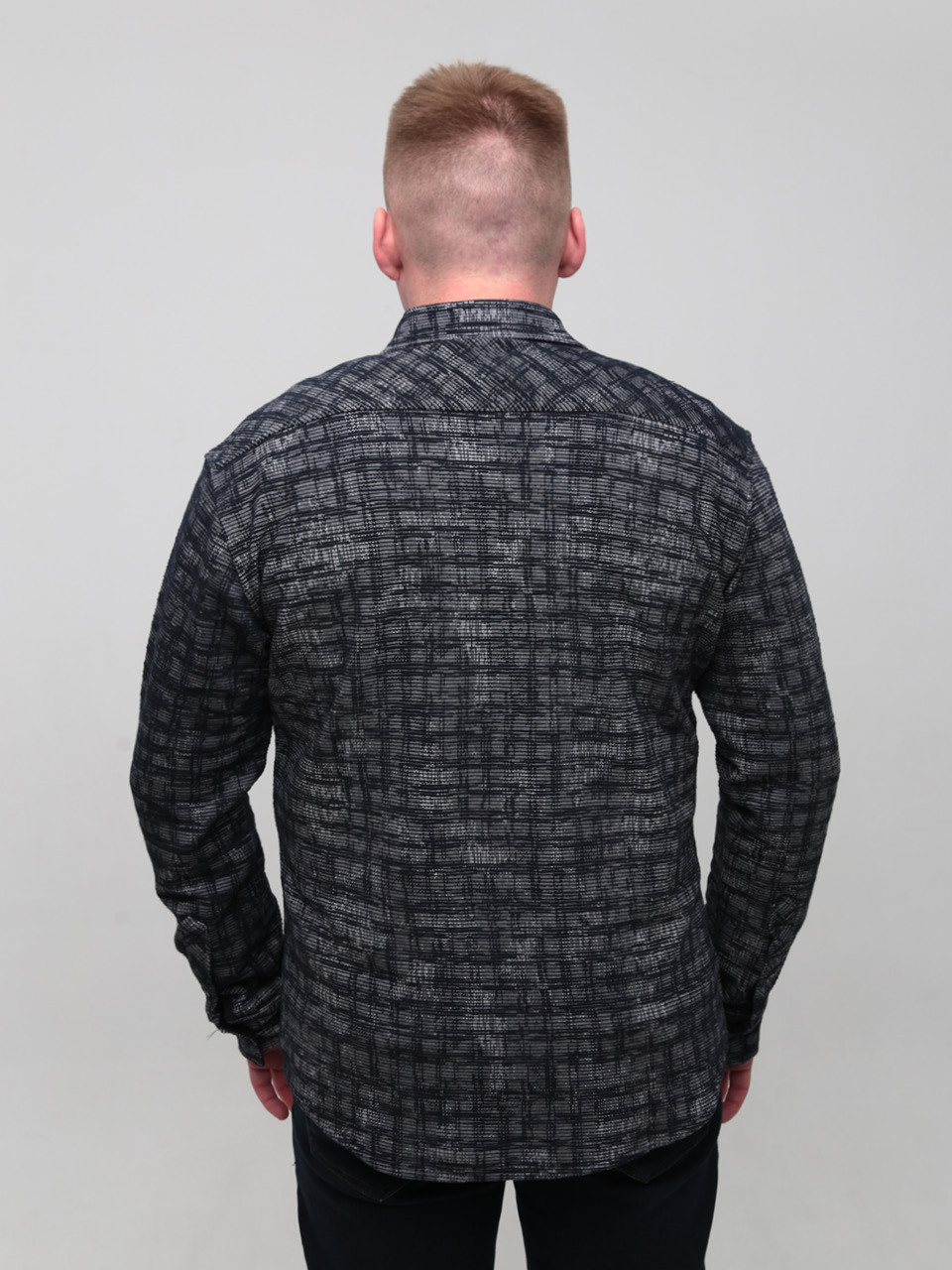 Сорочка чоловіча темно-синя щільна в клітку 6404-1