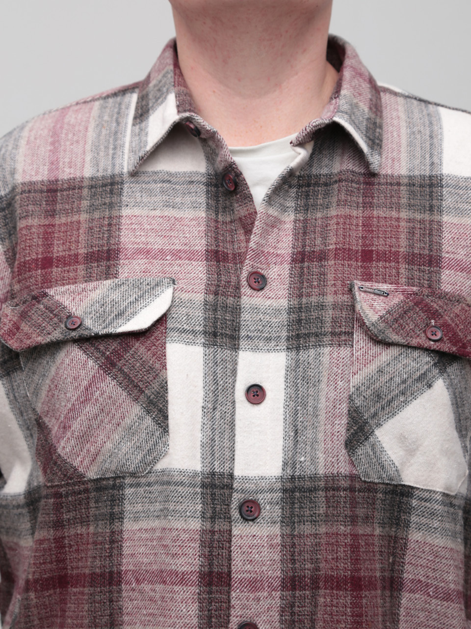 Сорочка чоловіча бордова байкова в клітку 1715-3
