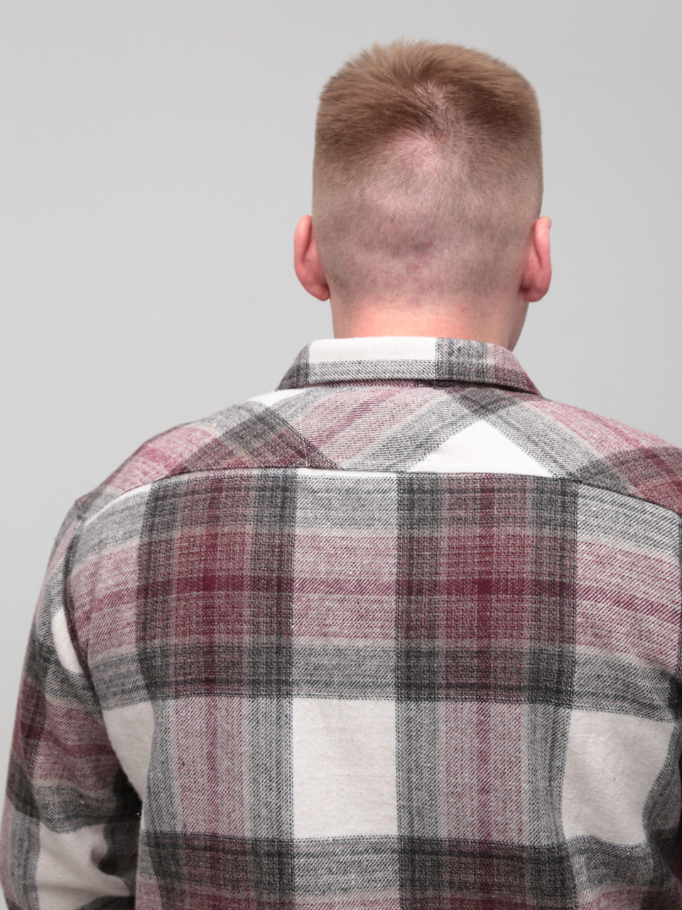 Сорочка чоловіча бордова байкова в клітку 1715-3