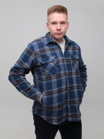 Сорочка чоловіча синя байкова в клітку 1712-3