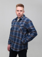 Сорочка чоловіча синя байкова в клітку 1712-3