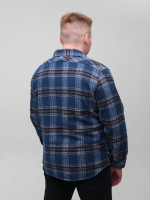 Сорочка чоловіча синя байкова в клітку 1712-3