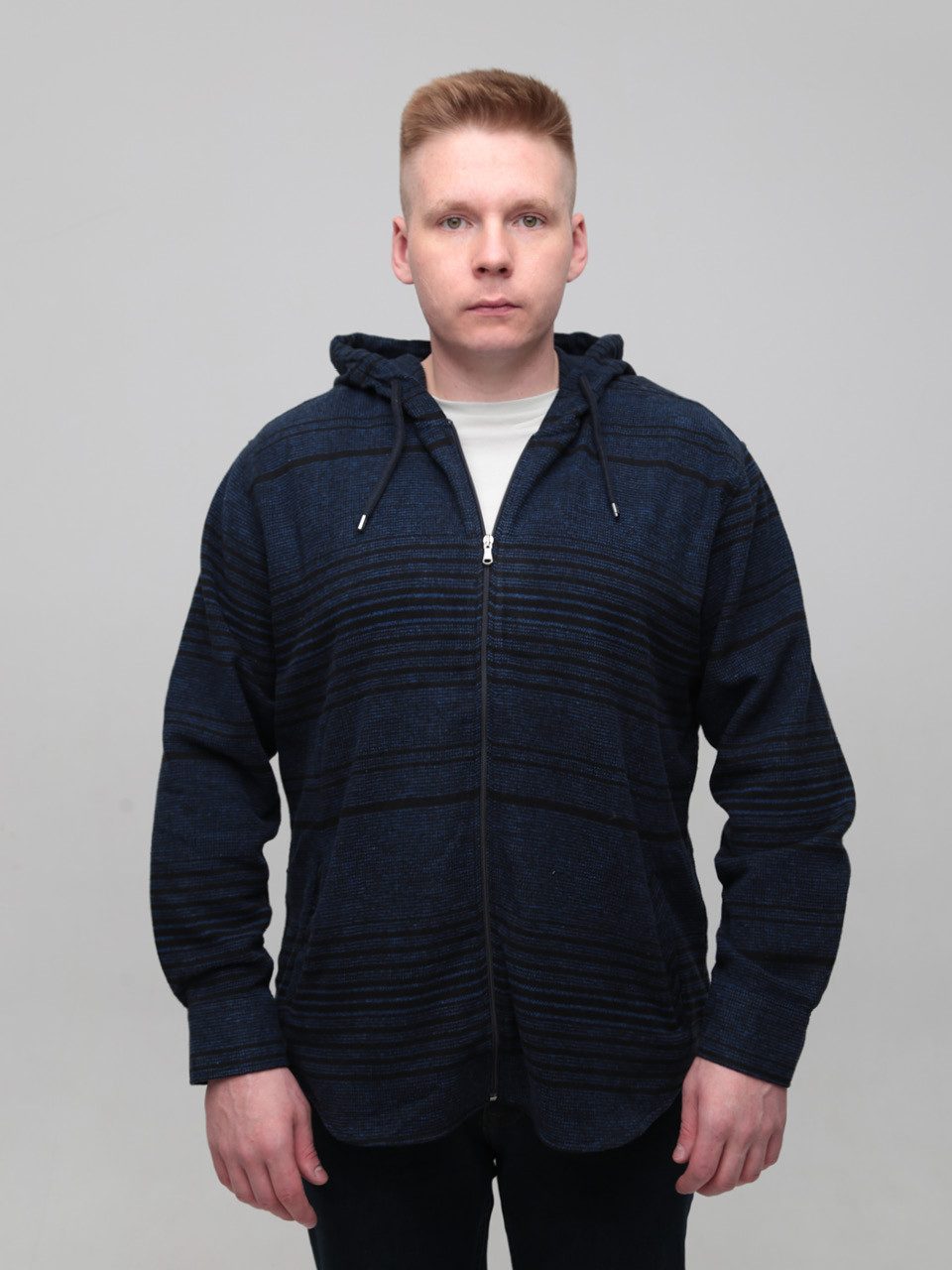 Толстовка чоловіча темно-синя тонка з капюшоном 4824-1