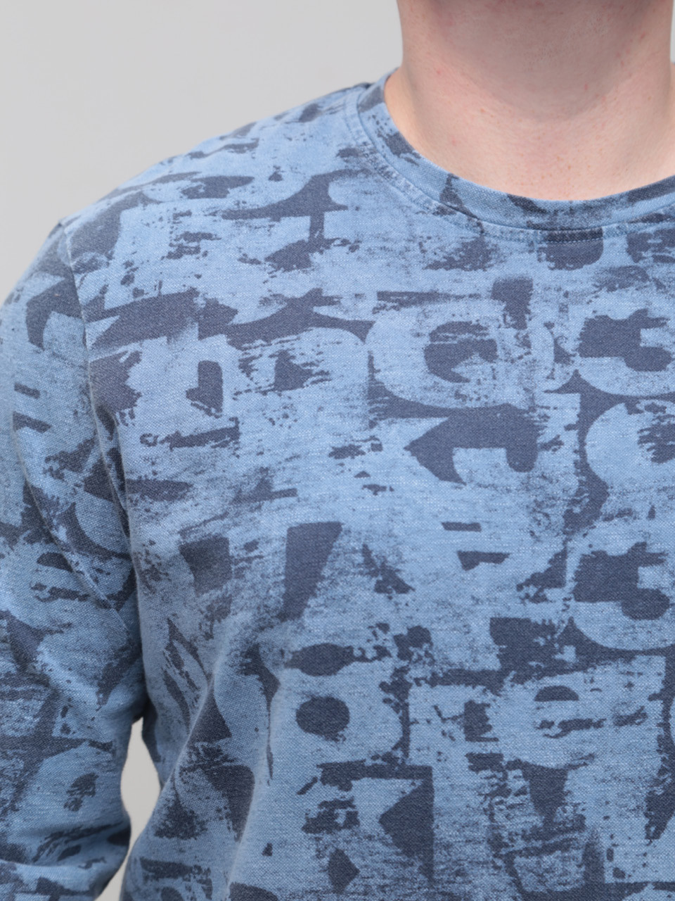 Світшот чоловічий синій з принтом 2314-1