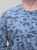 Світшот чоловічий синій з принтом 2314-1