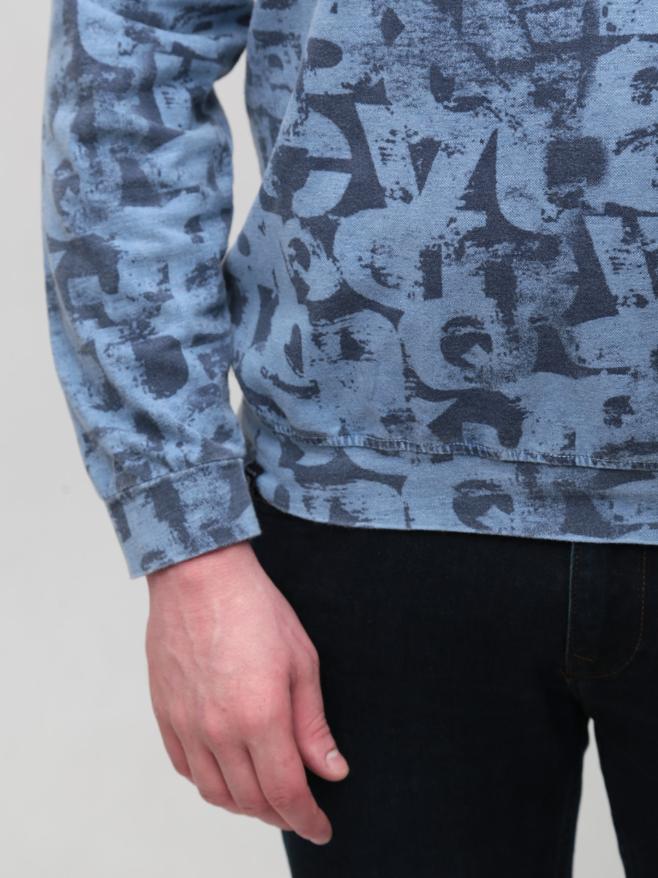 Світшот чоловічий синій з принтом 2314-1