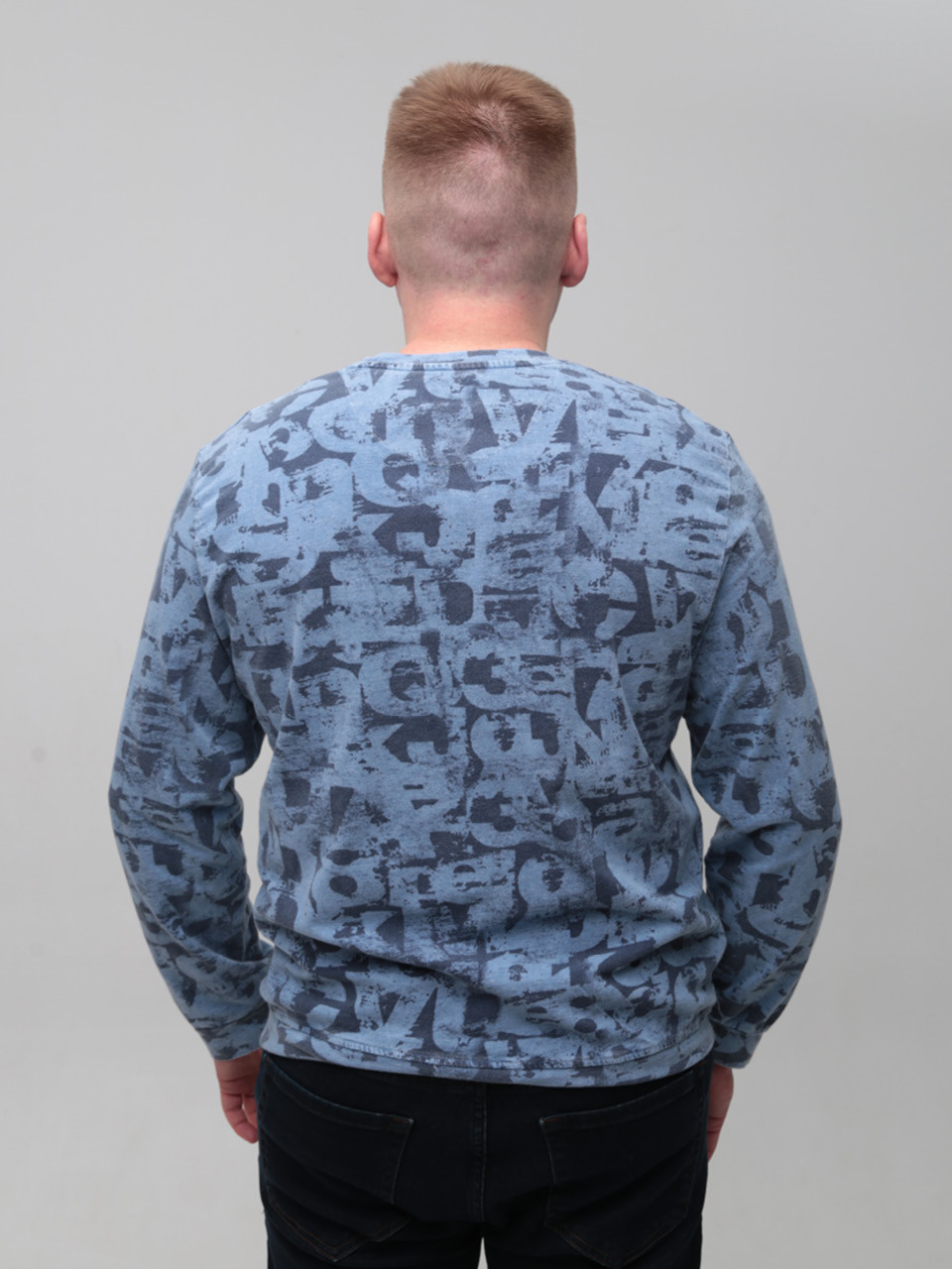 Світшот чоловічий синій з принтом 2314-1