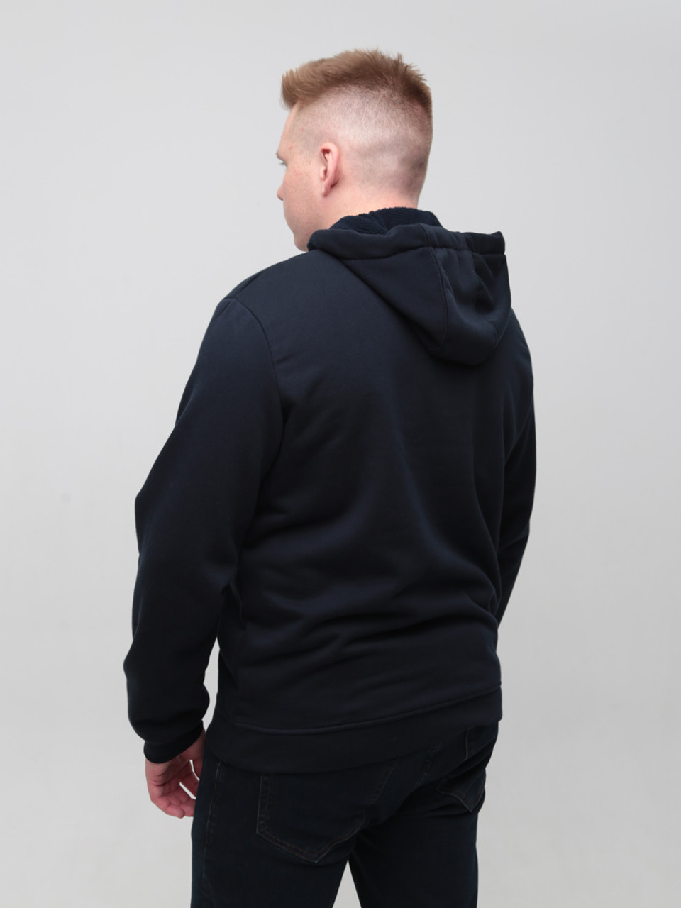 Худі чоловіче темно-синє на флісі 2321-1