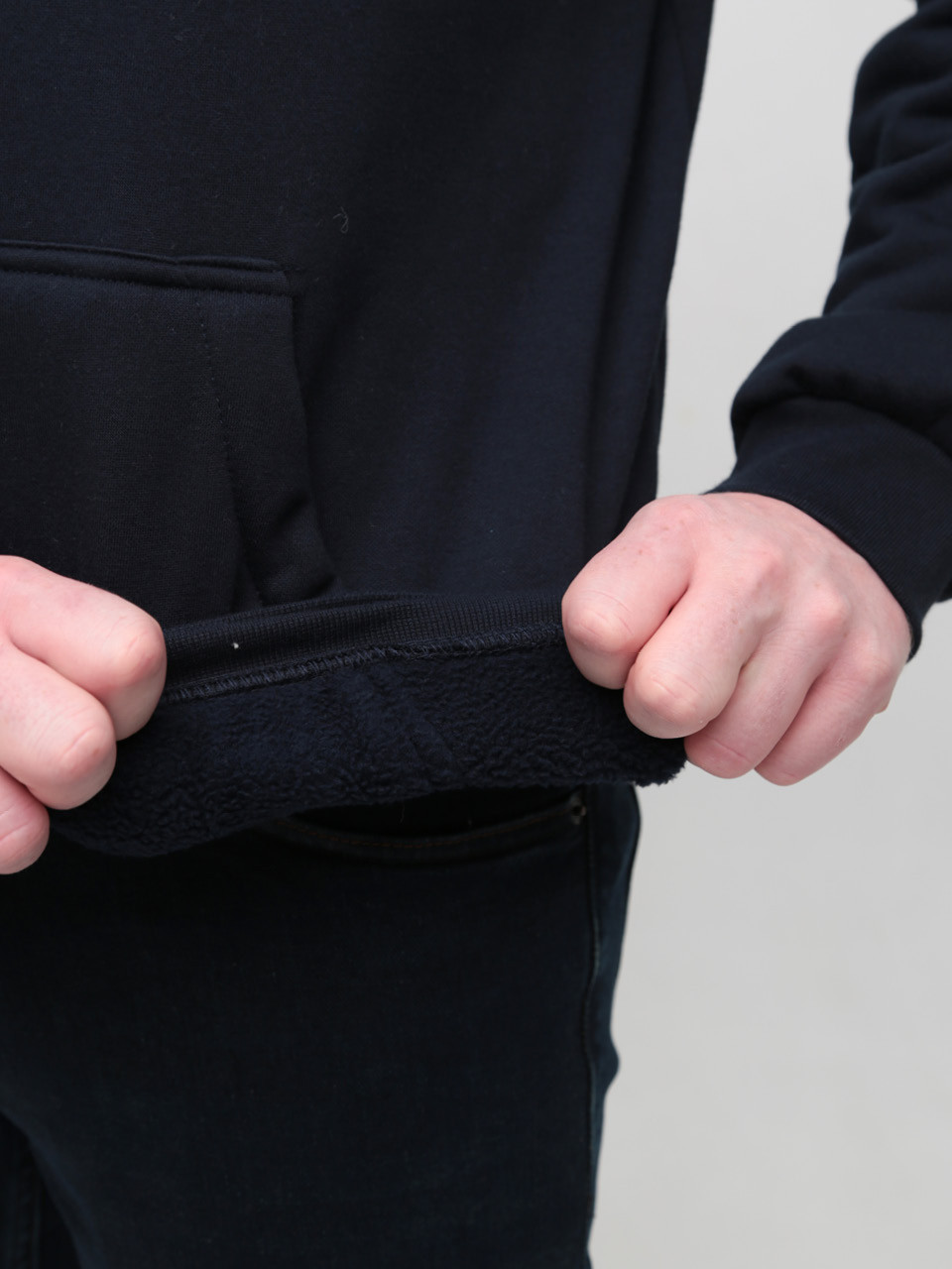 Худі чоловіче темно-синє на флісі 2321-1