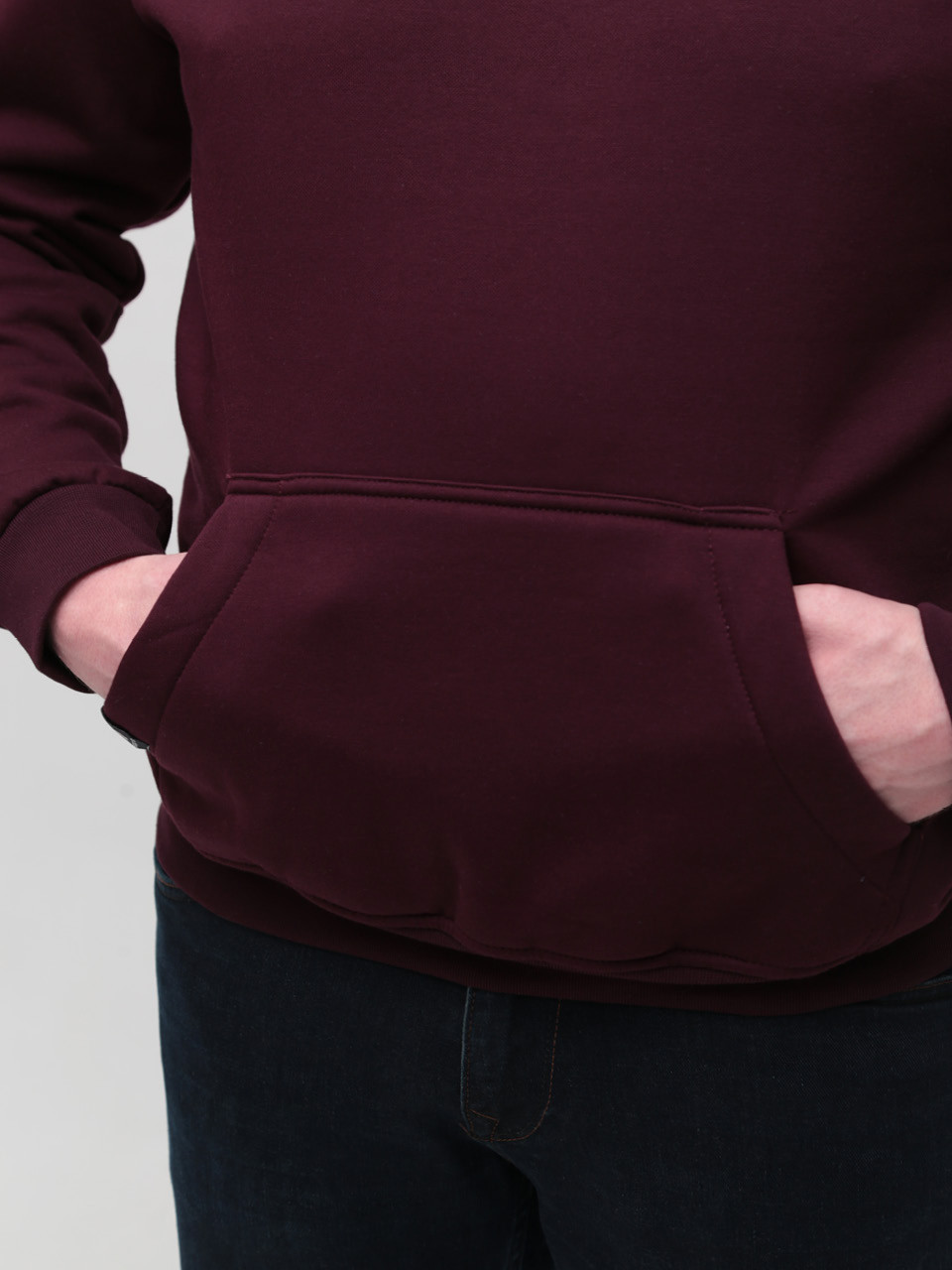 Худі чоловіче бордове на флісі 2321-2