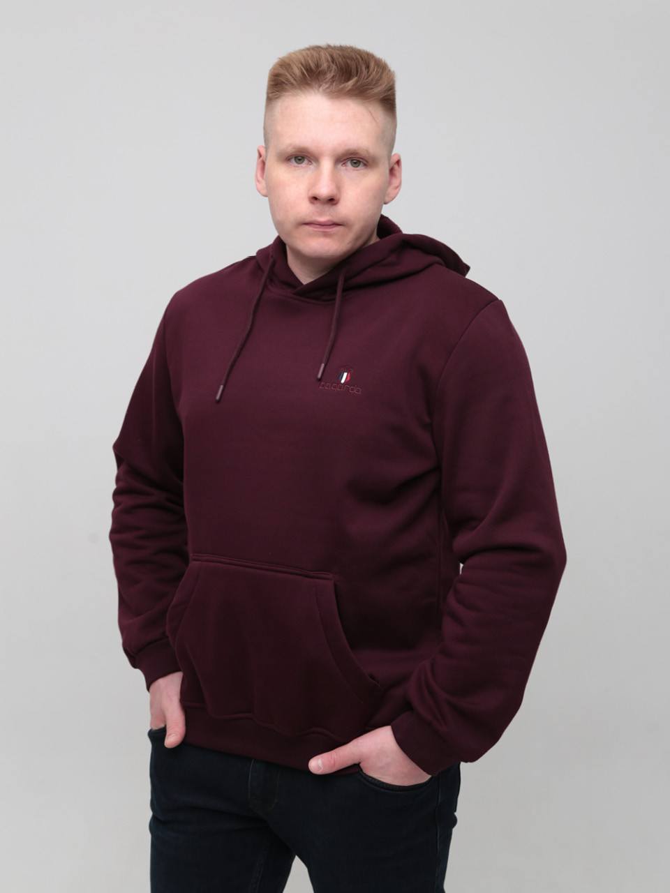 Худі чоловіче бордове на флісі 2321-2