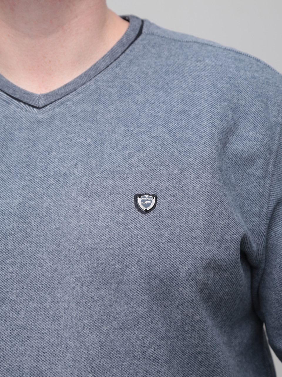 Джемпер чоловічий сіро-синій з коміром мис 5410-1-V