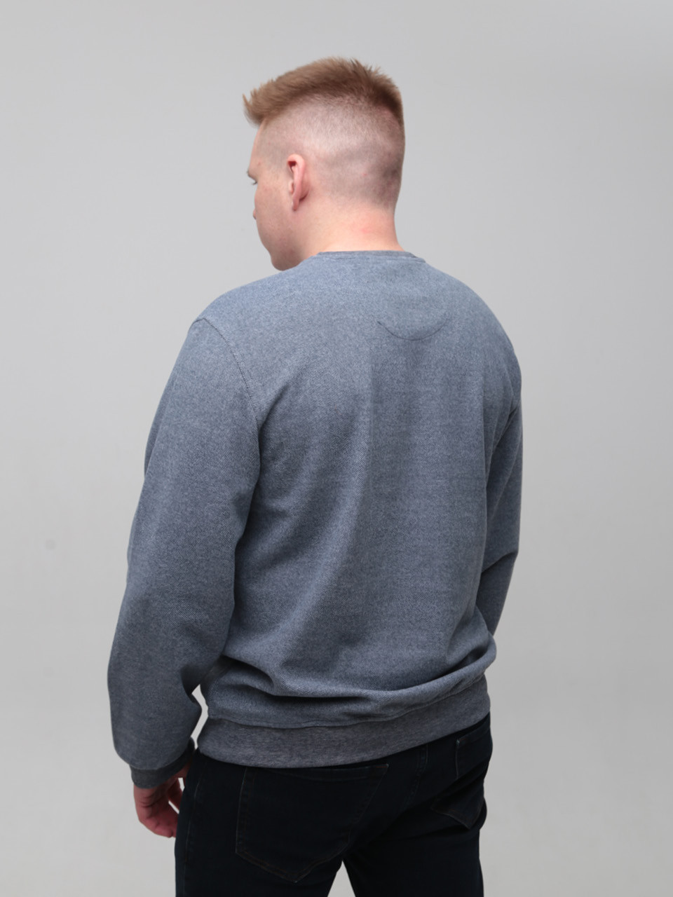Джемпер чоловічий сіро-синій з коміром мис 5410-1-V