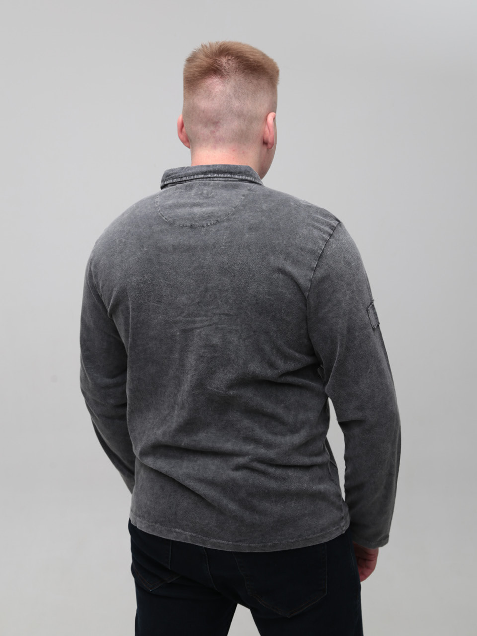 Поло чоловіче чорне з тонким варінням довгий рукав 8316-2