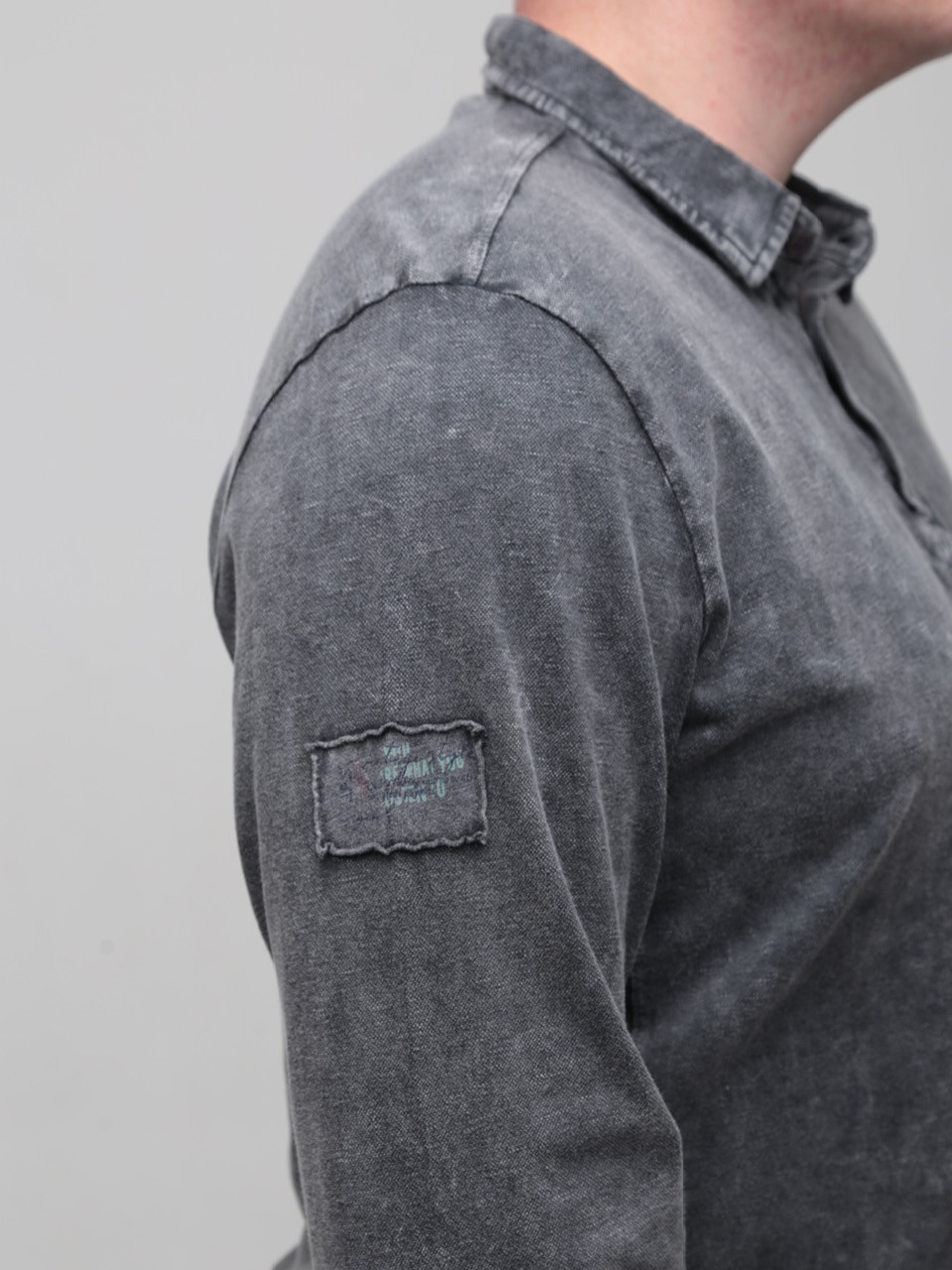 Поло чоловіче чорне з тонким варінням довгий рукав 8316-2