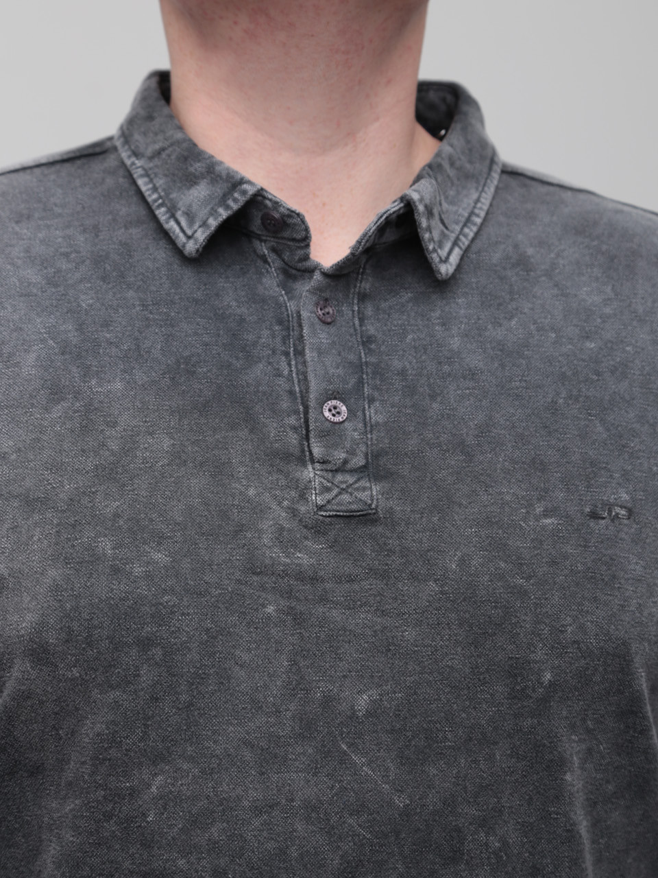 Поло чоловіче чорне з тонким варінням довгий рукав 8316-2