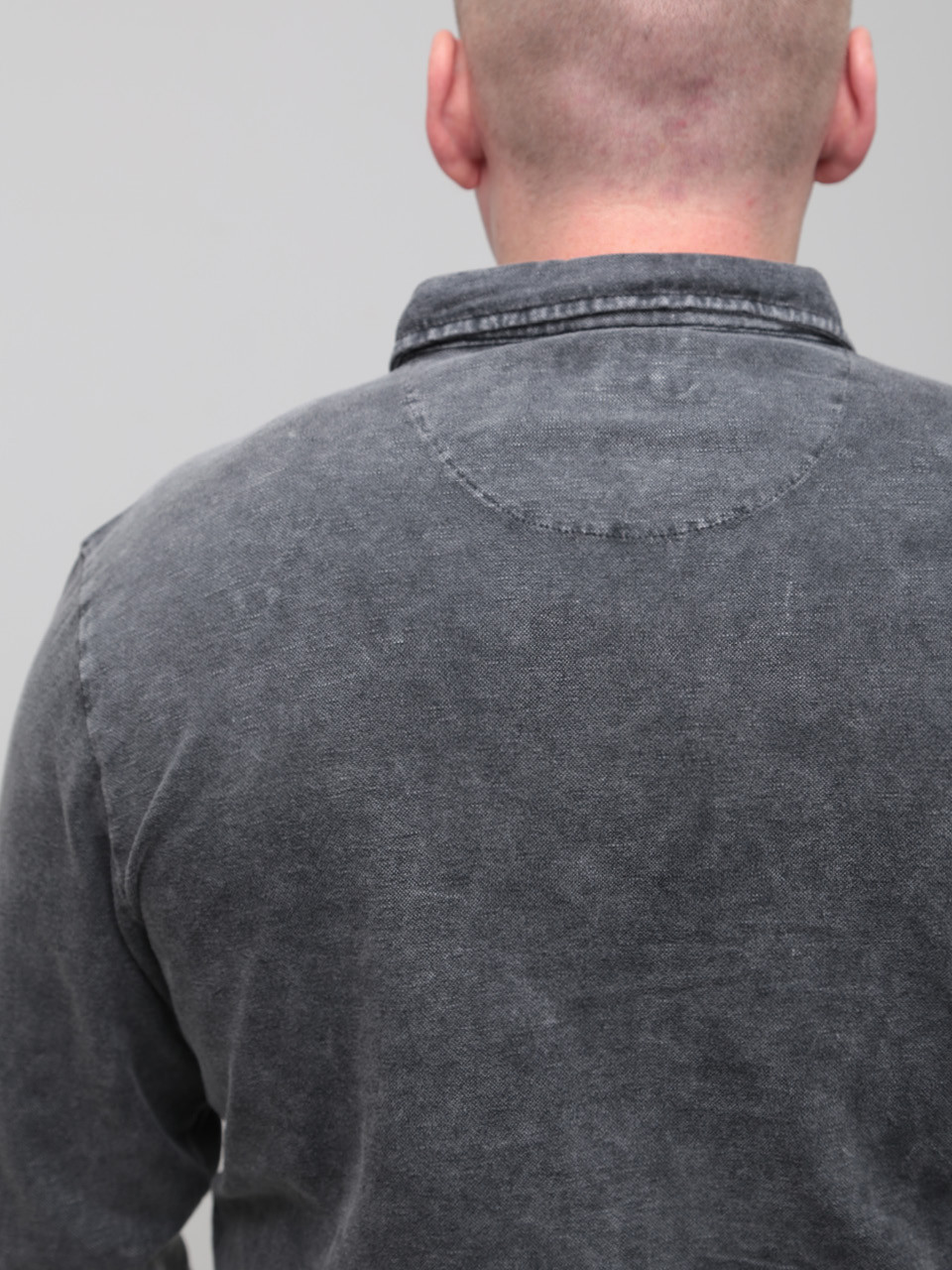 Поло чоловіче чорне з тонким варінням довгий рукав 8316-2