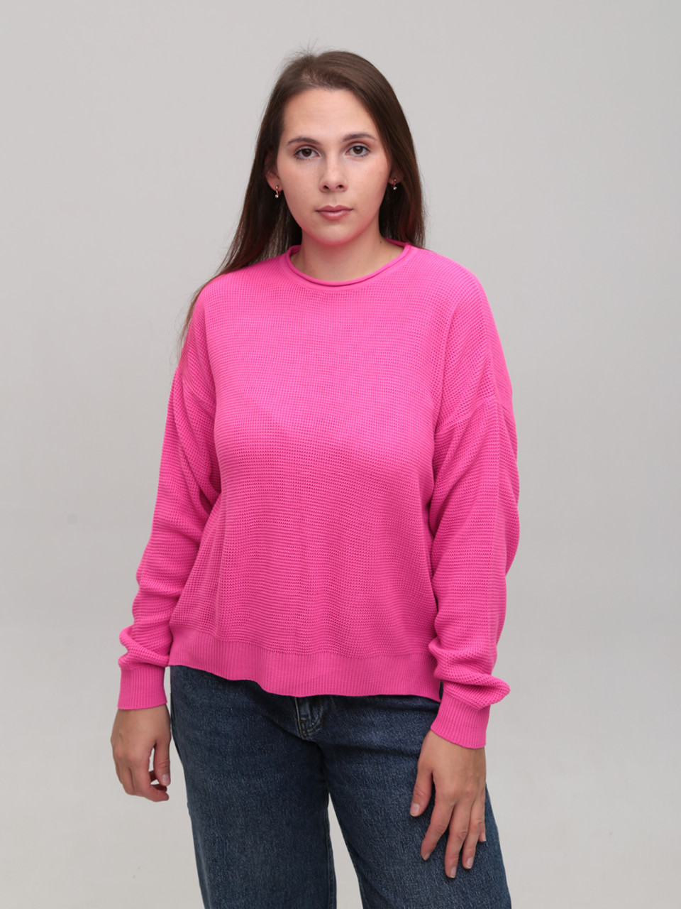 Светр жіночий тонкий рожевий прямий 214281-6-Т