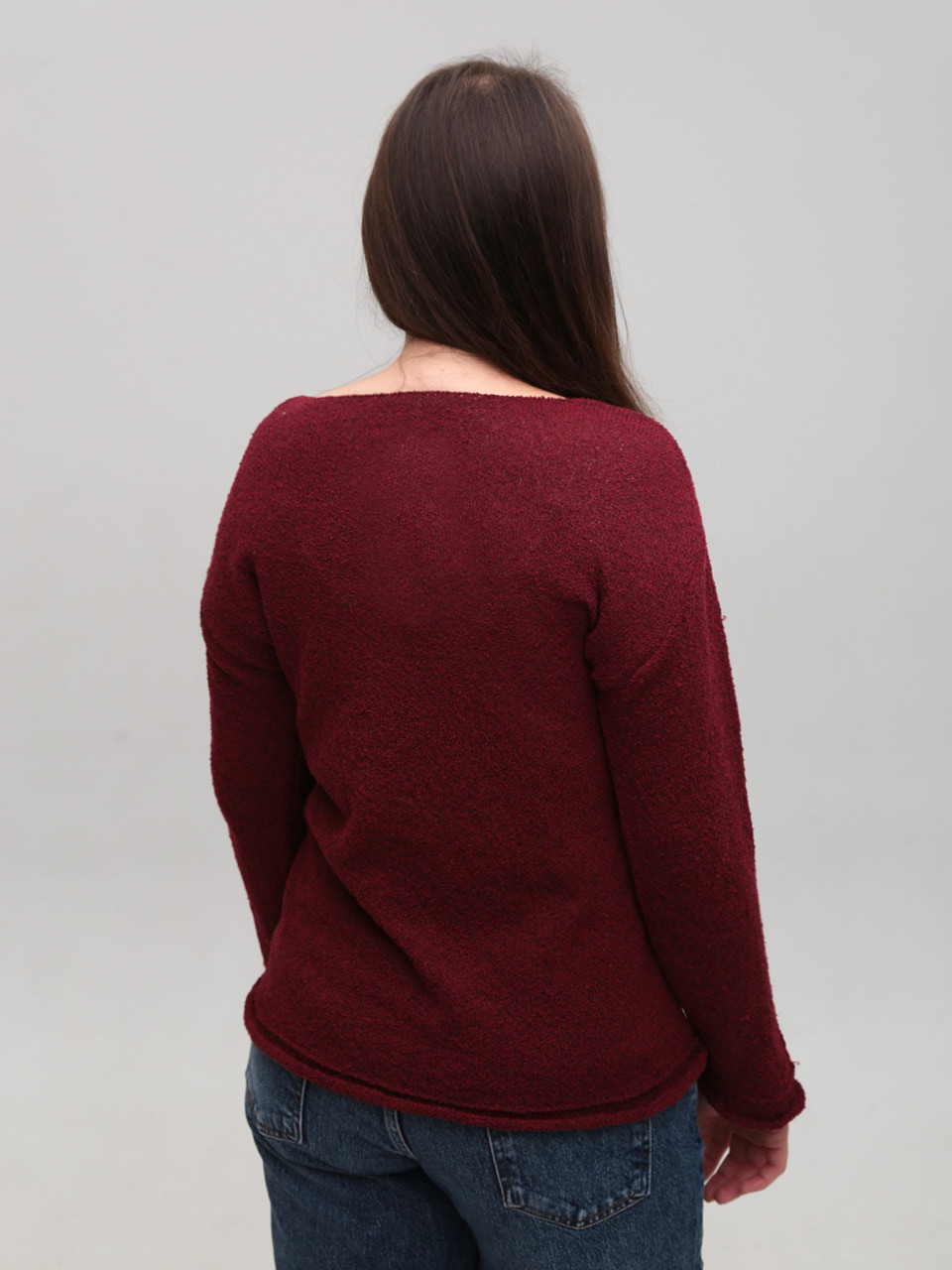 Светр жіночий тонкий бордовий прямий 8529-7-Т