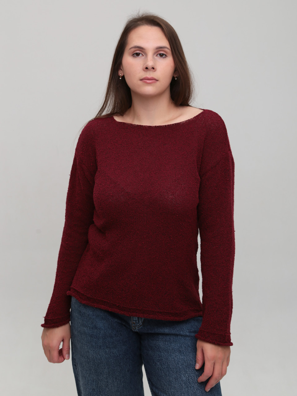 Светр жіночий тонкий бордовий прямий 8529-7-Т