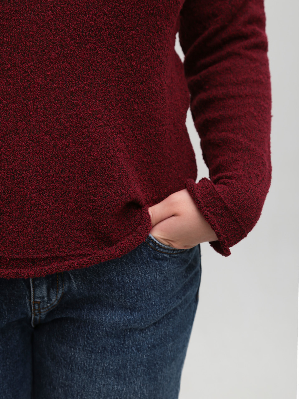 Светр жіночий тонкий бордовий прямий 8529-7-Т