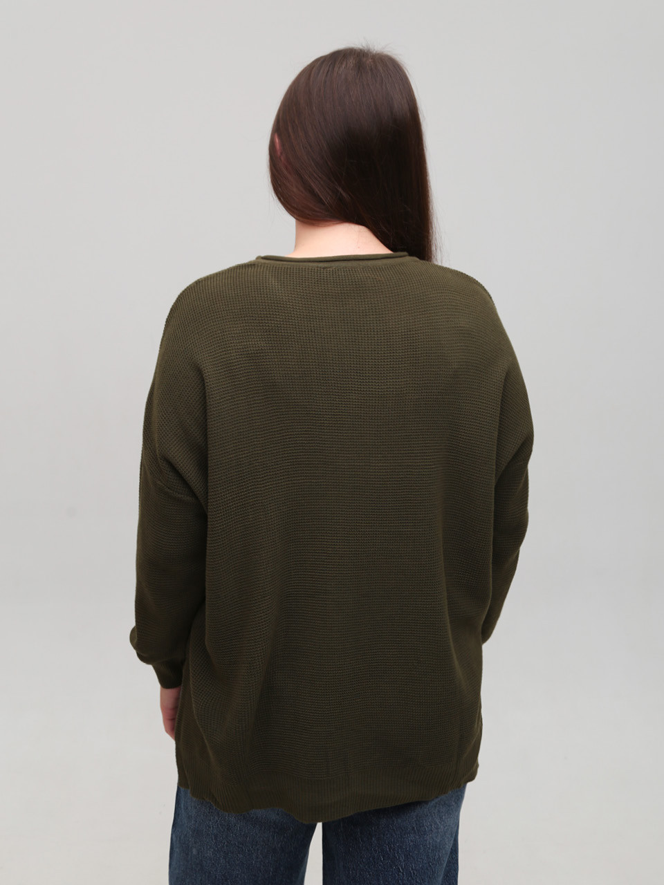 Свитер женский тонкий зеленый прямой 10884-8-Т